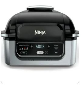 Ninja Foodi 4-in-1 Indoor Grill with 4-Qt Air Fryer, Roast, Bake, & Cyclonic Grilling Technology, Black/Stainless